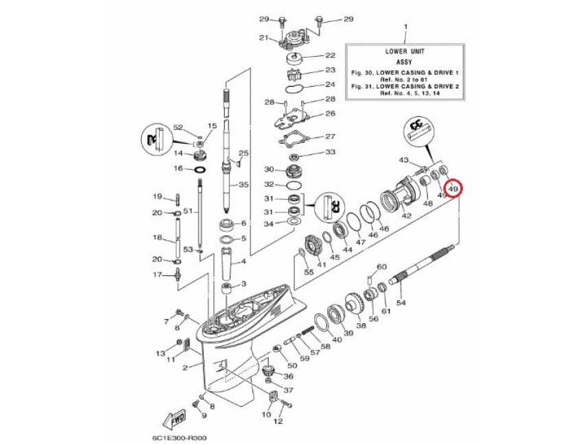 Genuine YAMAHA Outboard Propeller shaft oil seal F40 F50 F60 93101